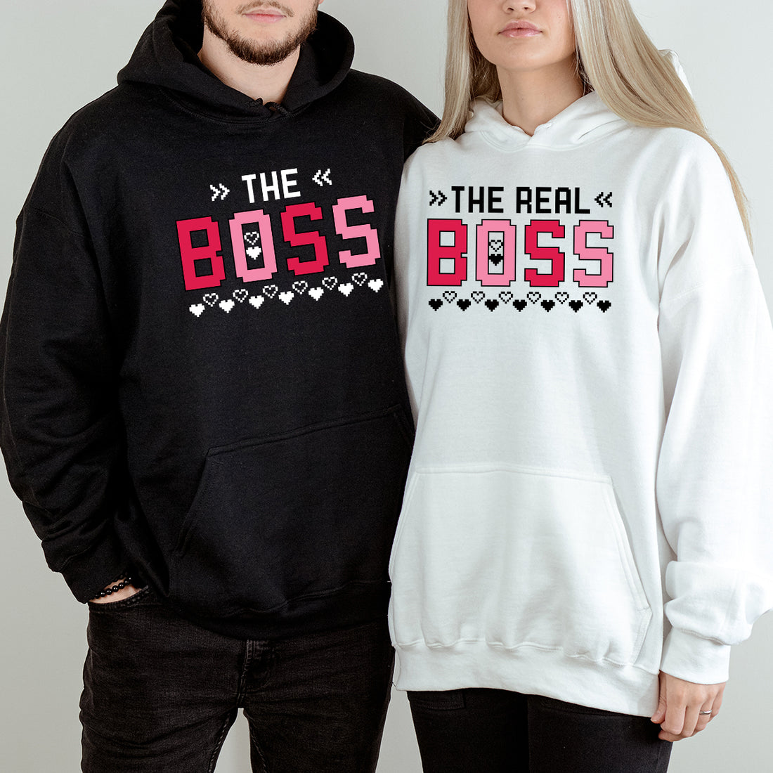 The Boss Sarcastic The Real Boss Matching Hoodies For Couples