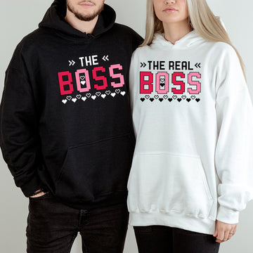 The Boss Sarcastic The Real Boss Matching Hoodies For Couples