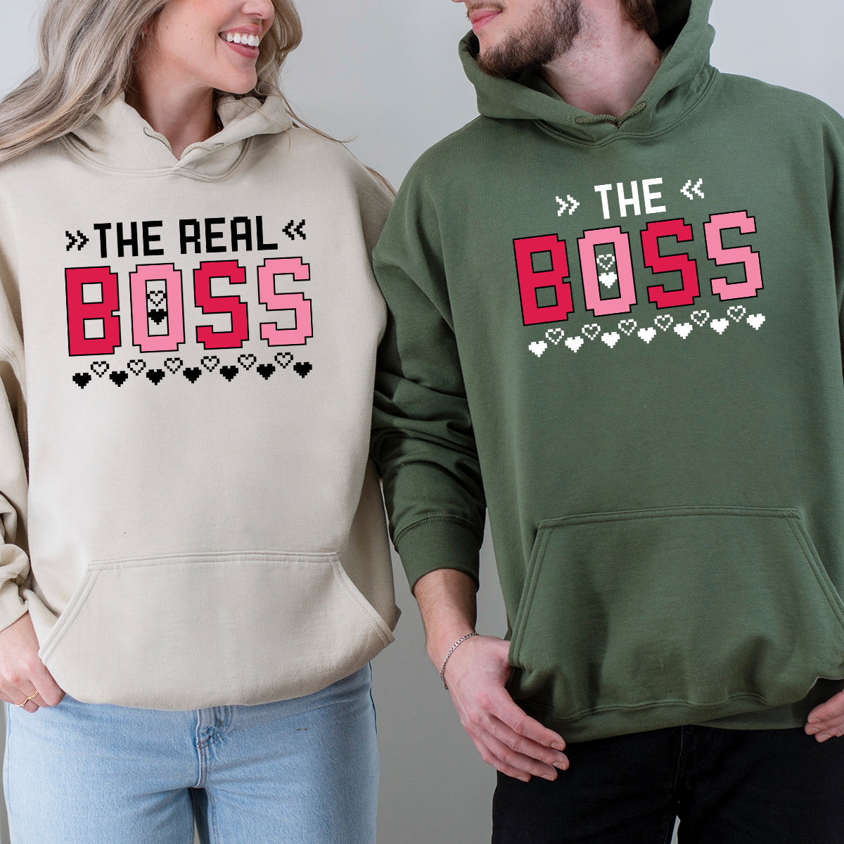 The Boss Sarcastic The Real Boss Matching Hoodies For Couples