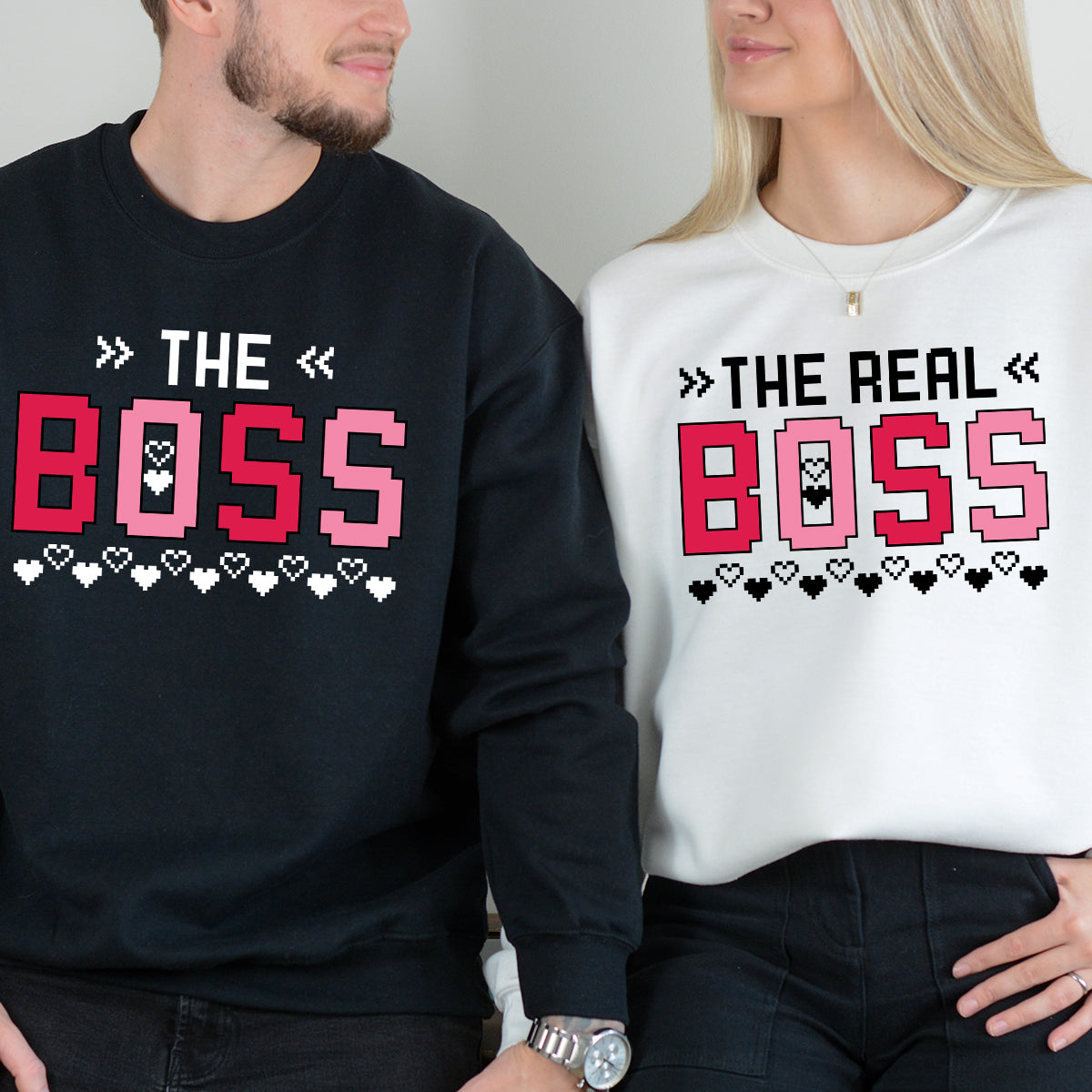 The Boss Sarcastic The Real Boss Matching Hoodies For Couples