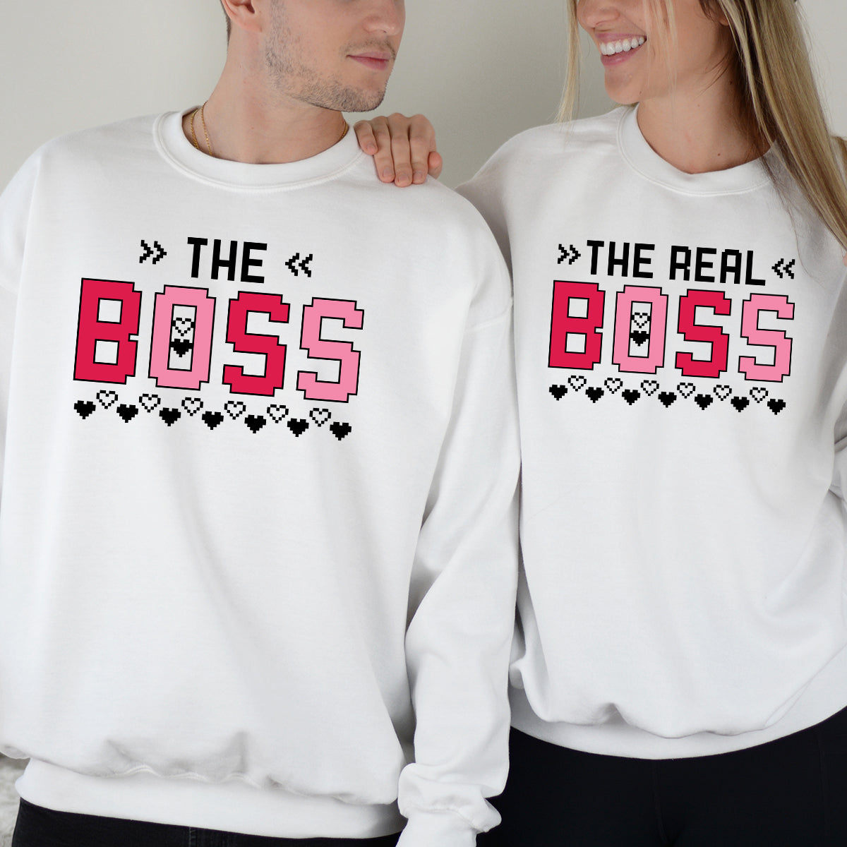 The Boss Sarcastic The Real Boss Matching Hoodies For Couples
