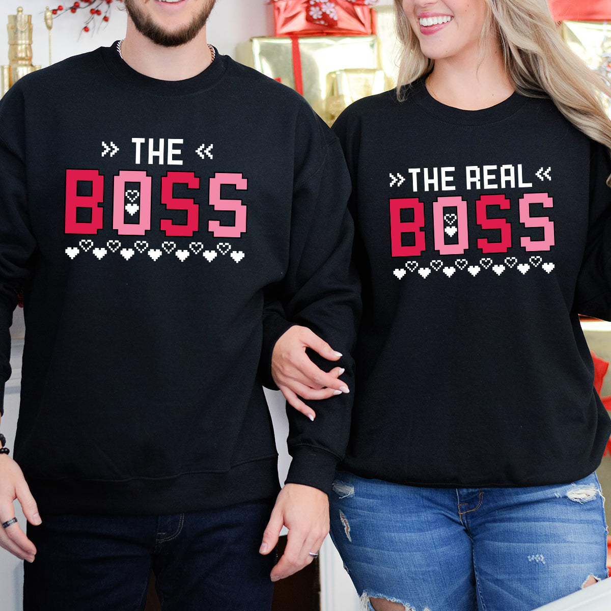 The Boss Sarcastic The Real Boss Matching Hoodies For Couples