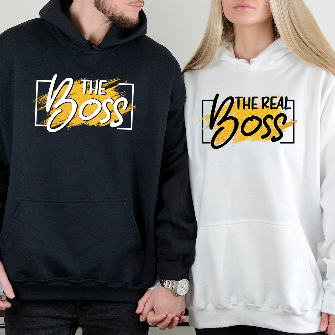 The Boss The Real Boss Matching Hoodies For Couples