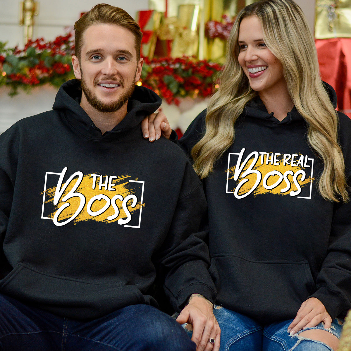 The Boss The Real Boss Matching Hoodies For Couples