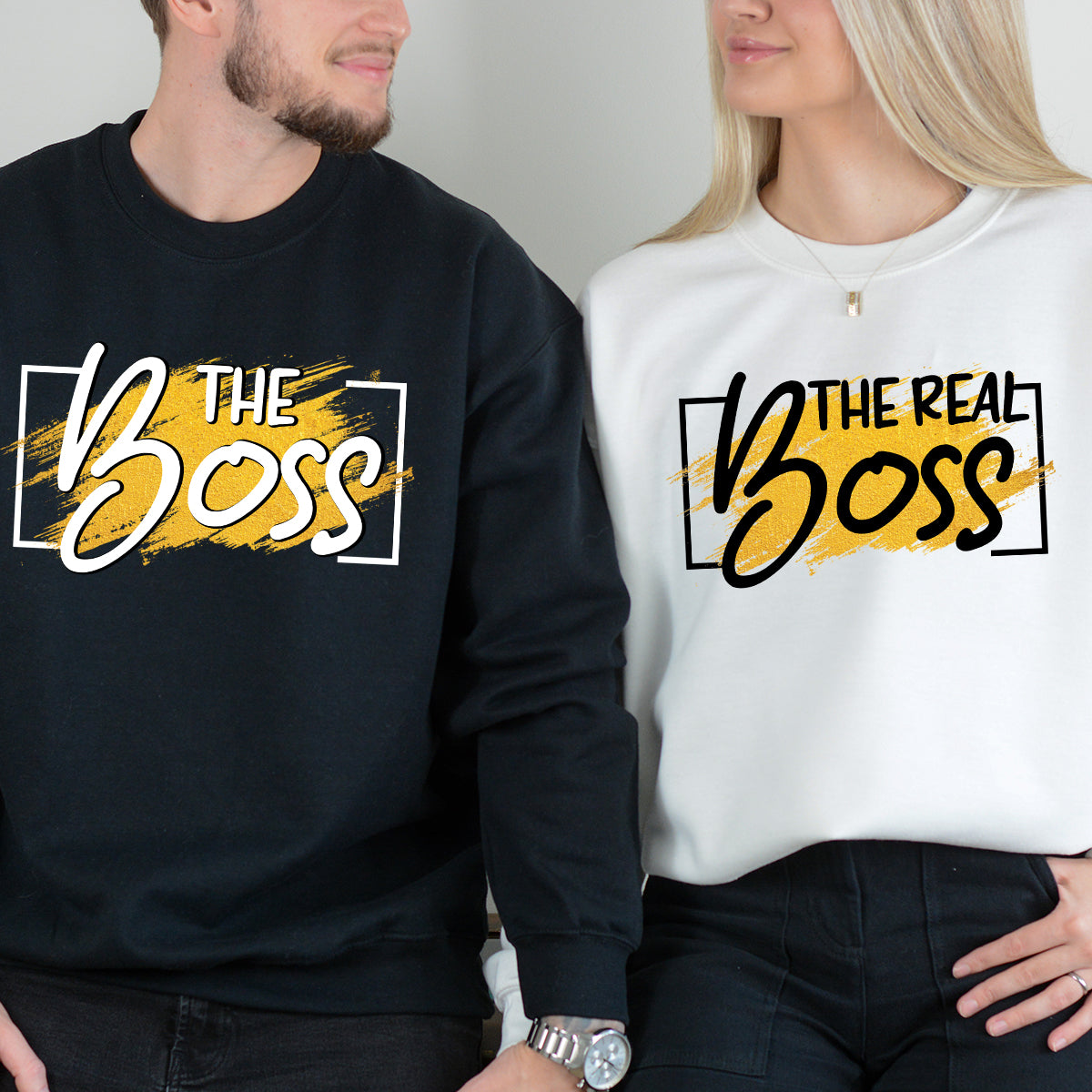 The Boss The Real Boss Matching Hoodies For Couples
