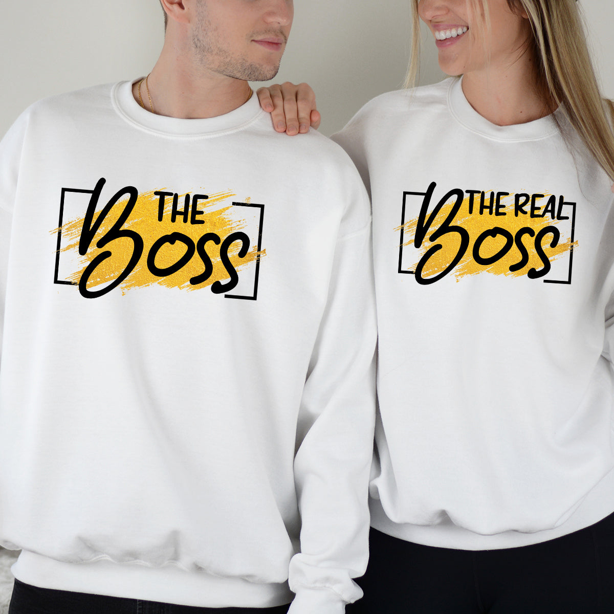 The Boss The Real Boss Matching Hoodies For Couples