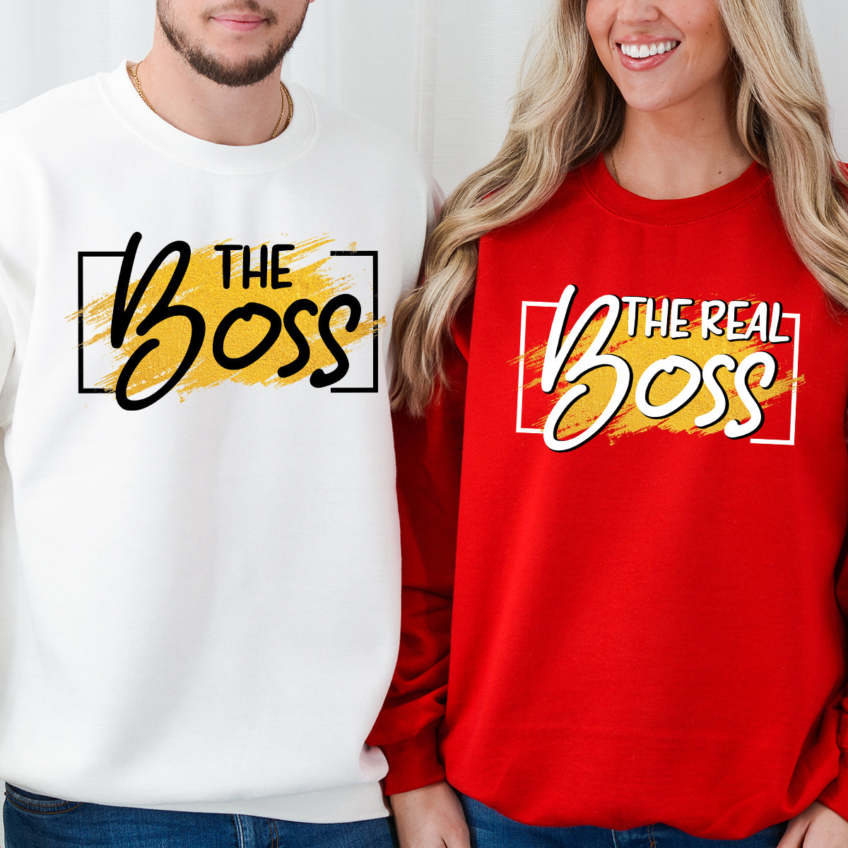 The Boss The Real Boss Matching Hoodies For Couples