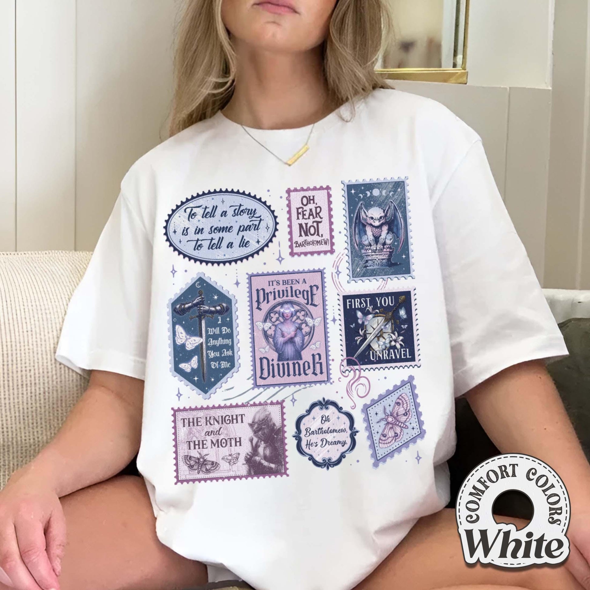 The Knight and the Moth Stamps Shirt – Dark Fantasy Book Lover Graphic Tee