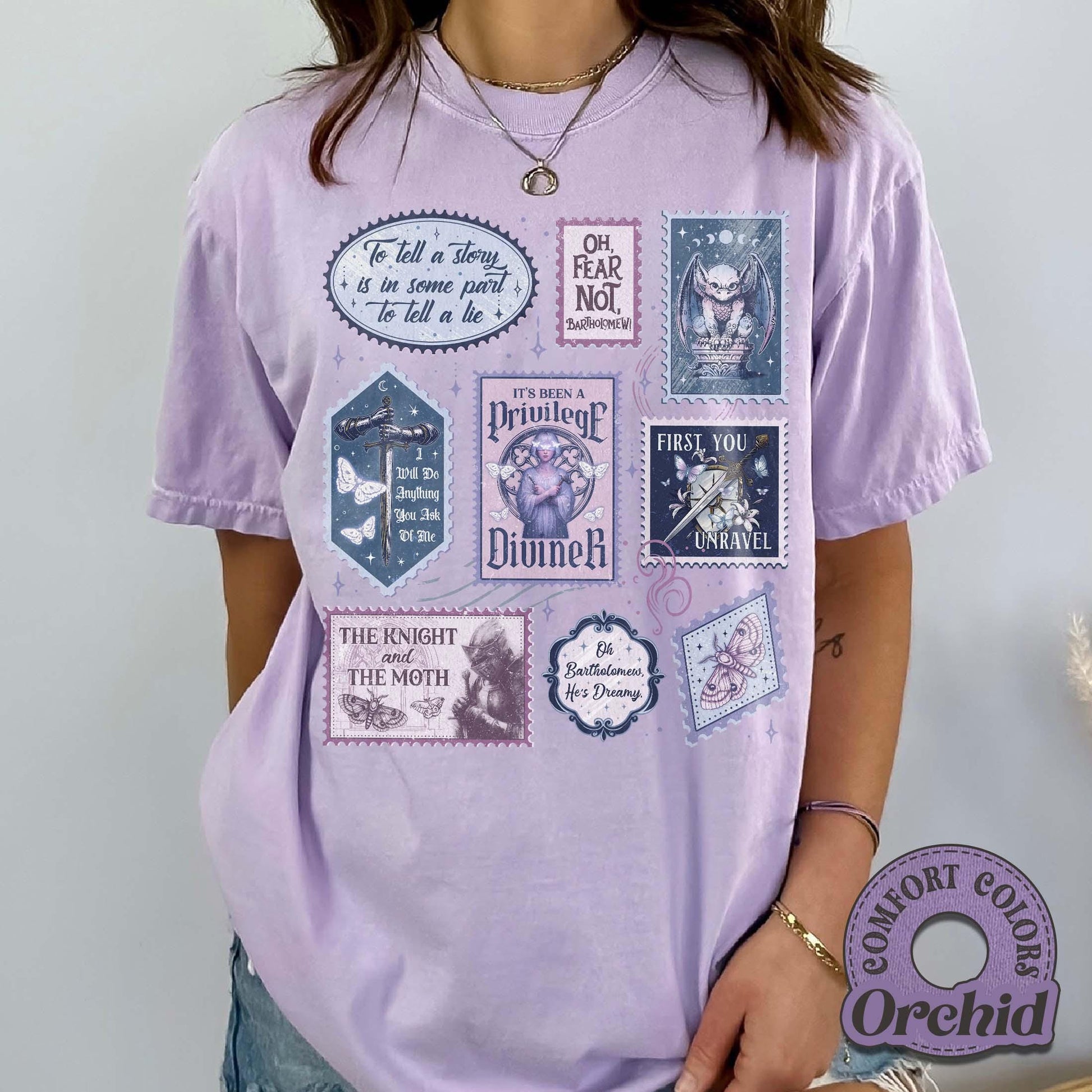 The Knight and the Moth Stamps Shirt – Dark Fantasy Book Lover Graphic Tee