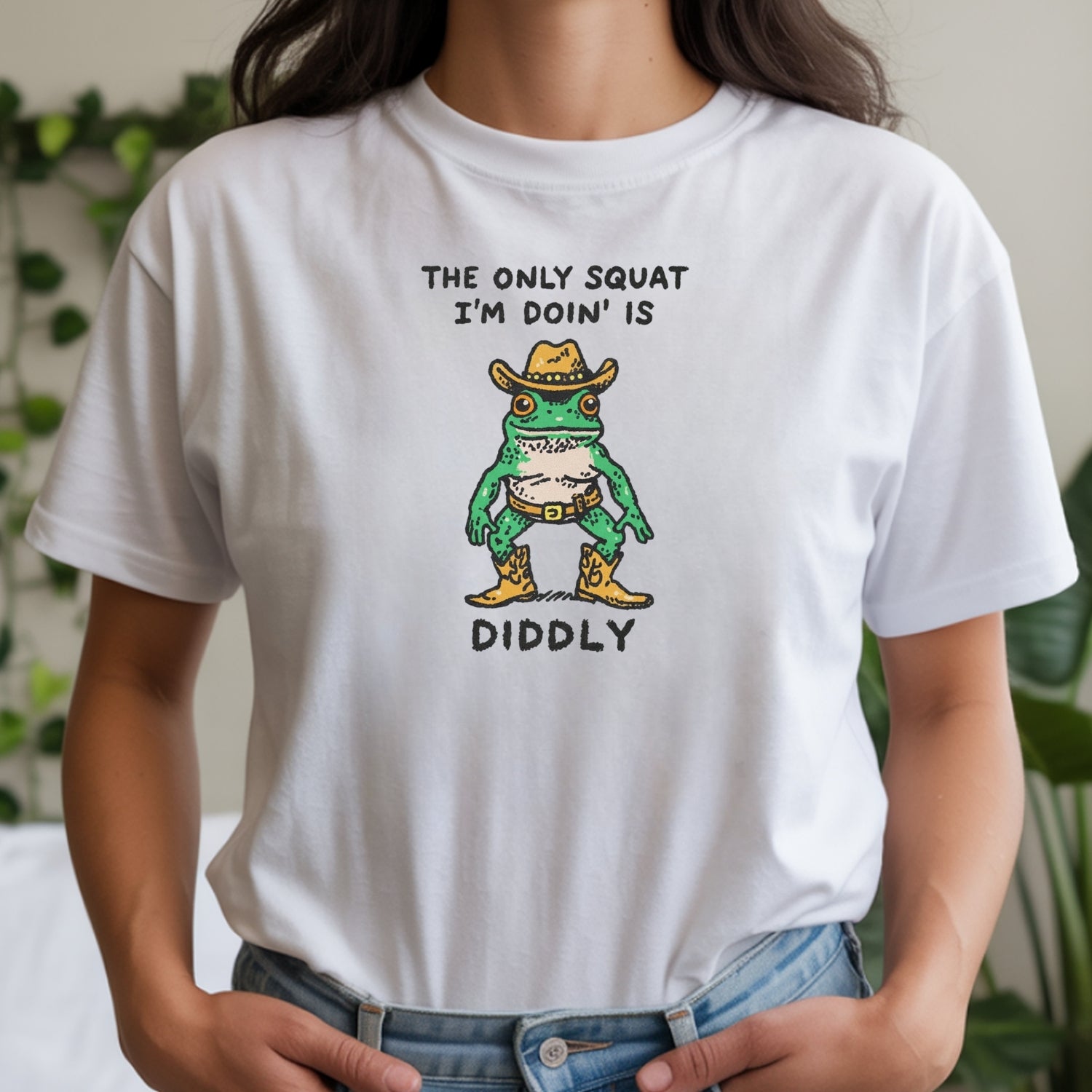 The Only Squat I’m Doin' T-Shirt - Funny Cowboy Frog Graphic Tee