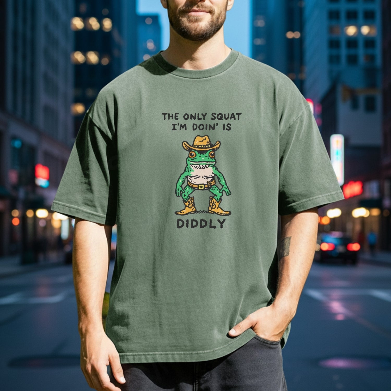 The Only Squat I’m Doin' T-Shirt - Funny Cowboy Frog Graphic Tee