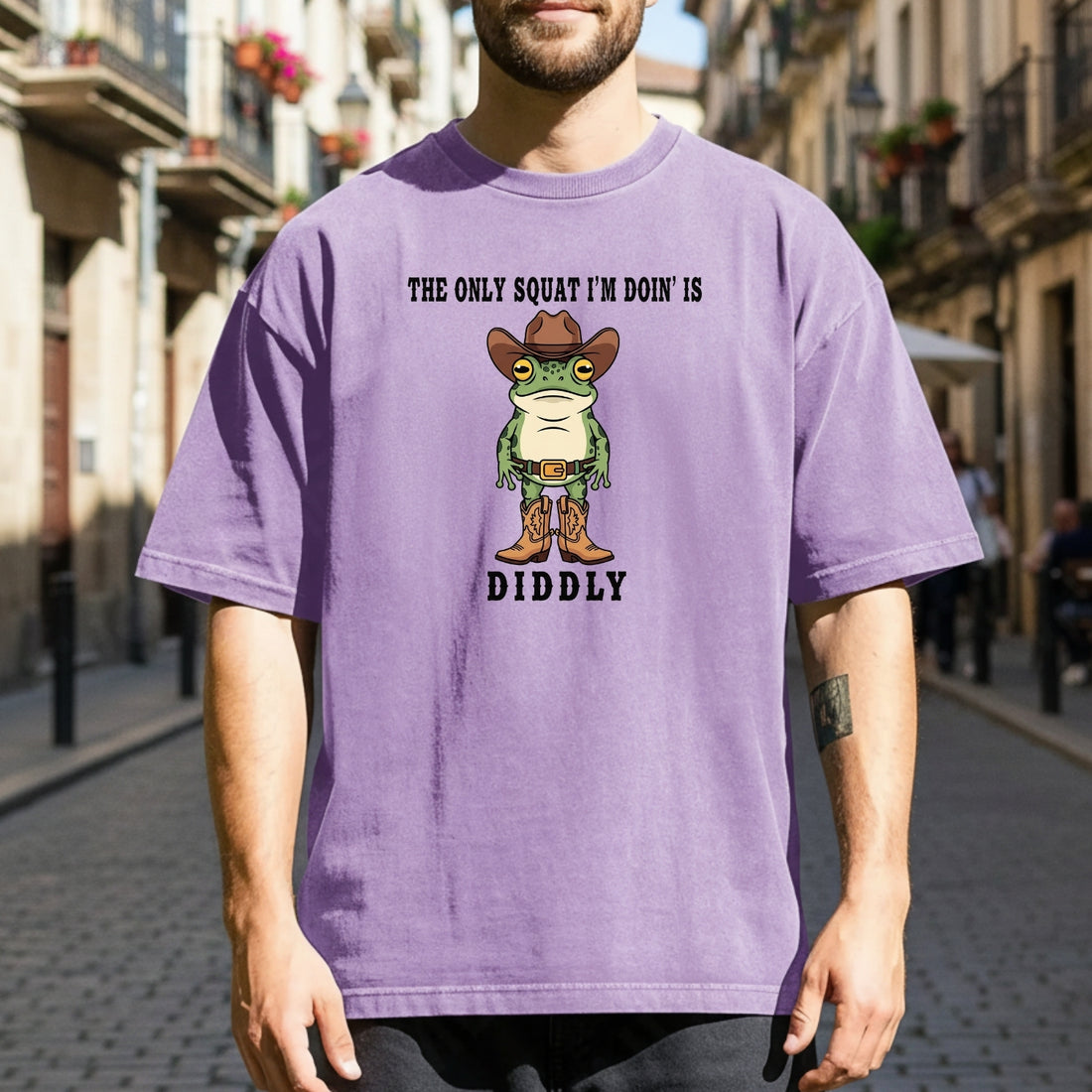 The Only Squat I'm Doin' Is Diddly T-Shirt – Funny Cowboy Frog Western Humor Shirt