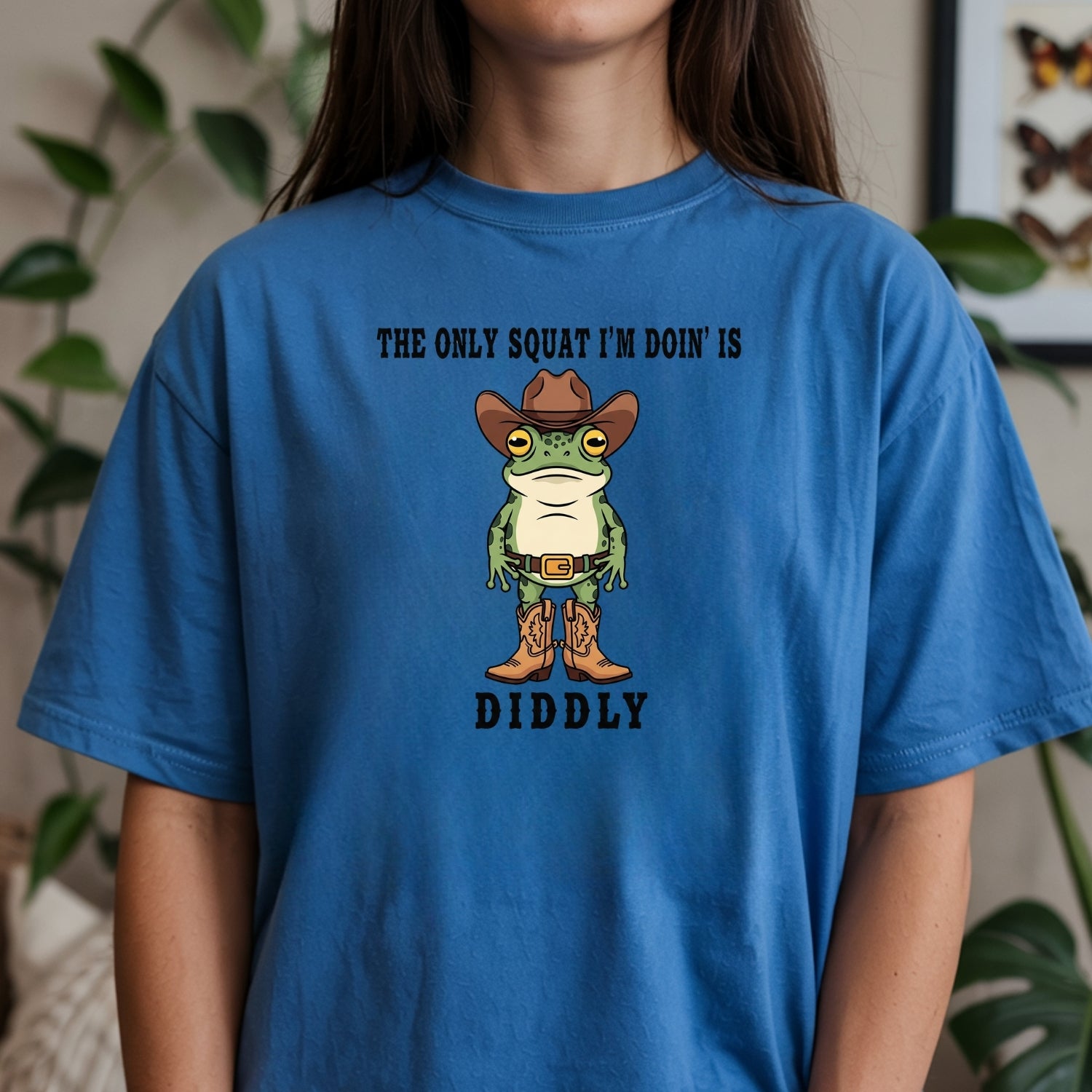 The Only Squat I'm Doin' Is Diddly T-Shirt – Funny Cowboy Frog Western Humor Shirt