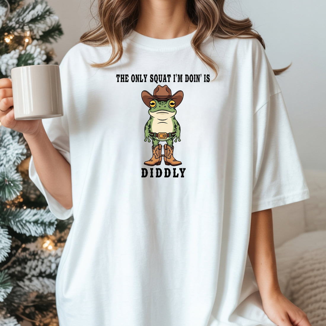 The Only Squat I'm Doin' Is Diddly T-Shirt – Funny Cowboy Frog Western Humor Shirt