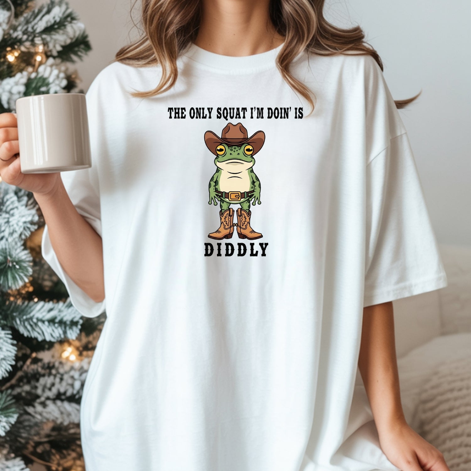 The Only Squat I'm Doin' Is Diddly T-Shirt – Funny Cowboy Frog Western Humor Shirt