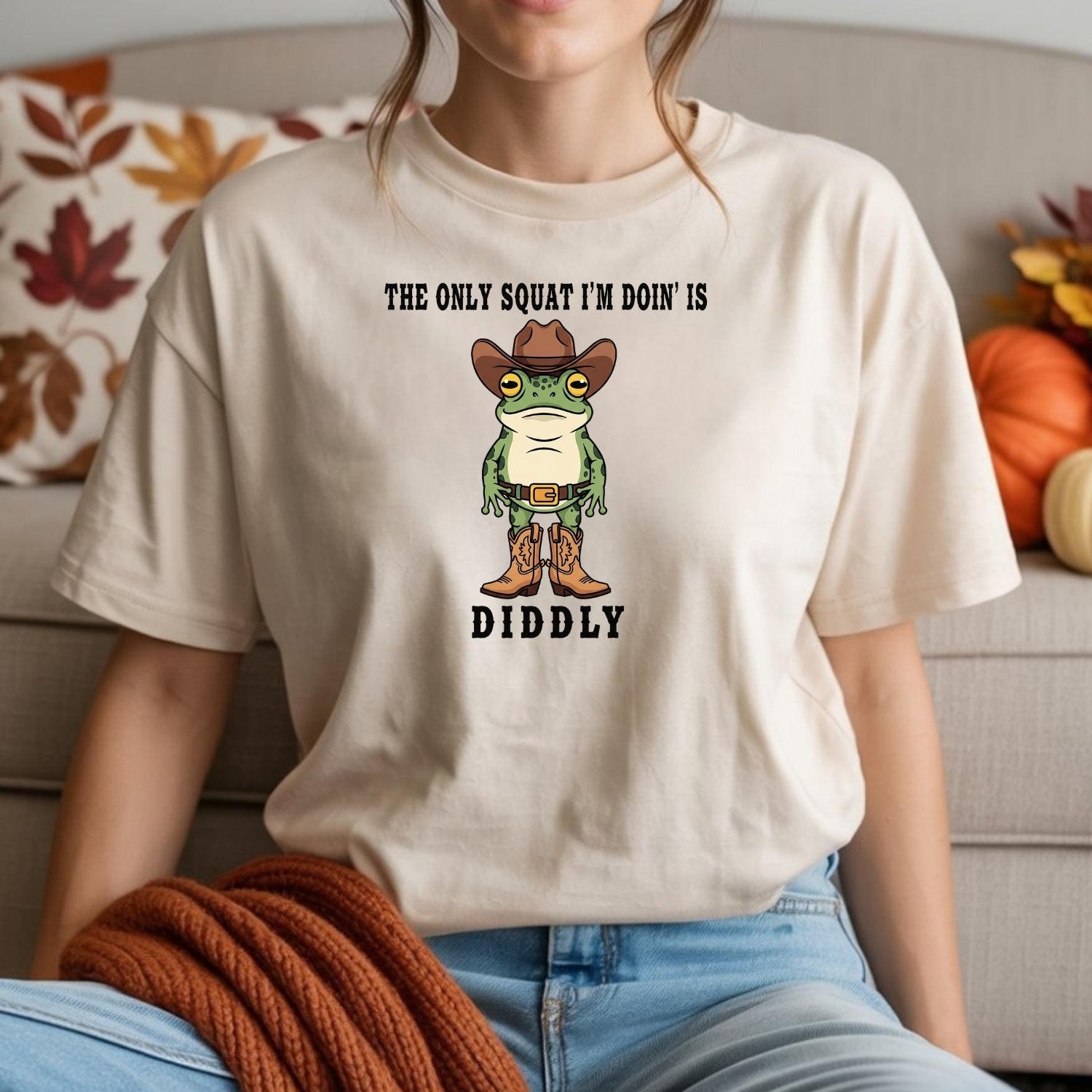 The Only Squat I'm Doin' Is Diddly T-Shirt – Funny Cowboy Frog Western Humor Shirt
