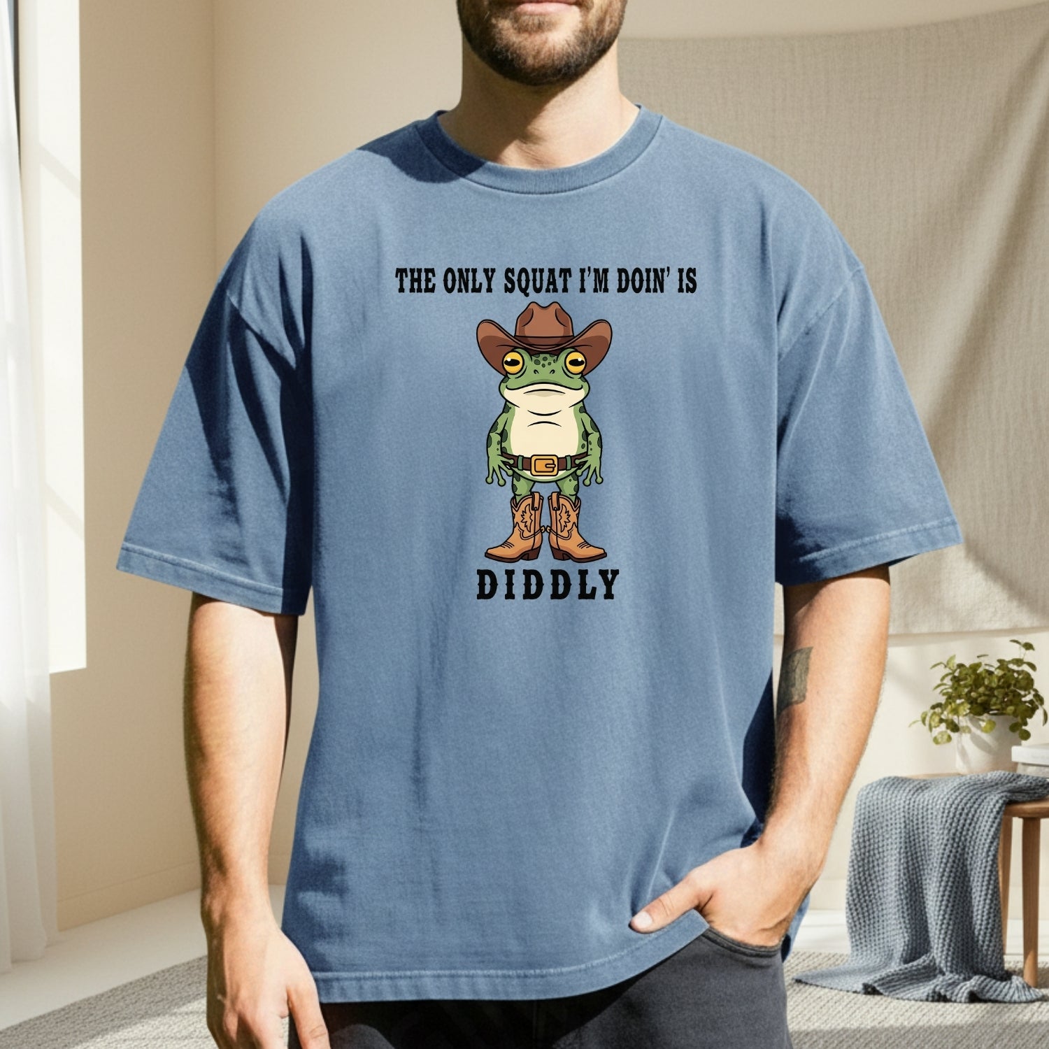 The Only Squat I'm Doin' Is Diddly T-Shirt – Funny Cowboy Frog Western Humor Shirt