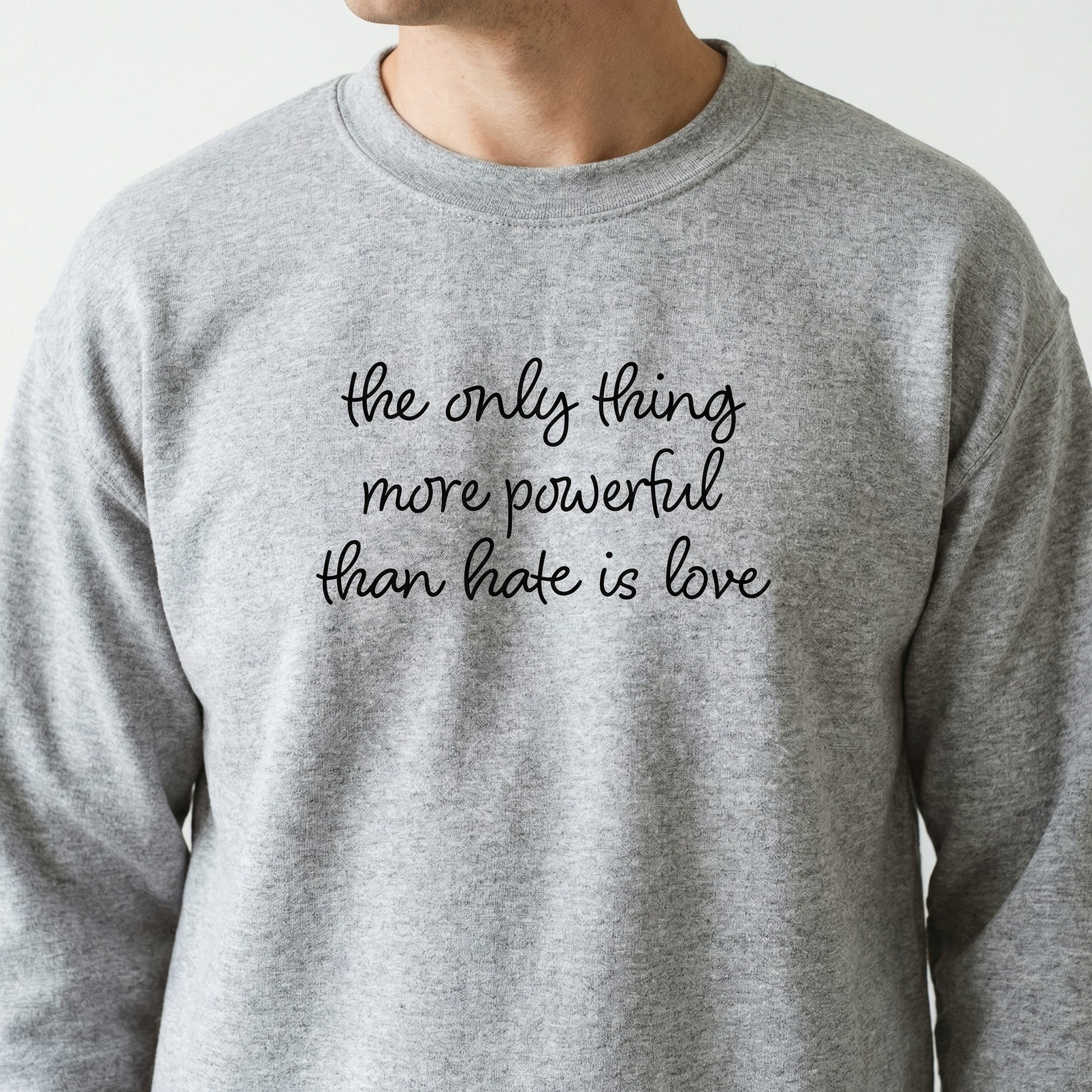 The Only Thing More Powerful Than Hate Is Love T-Shirt - Inspirational Graphic Tee Concert Music Unity