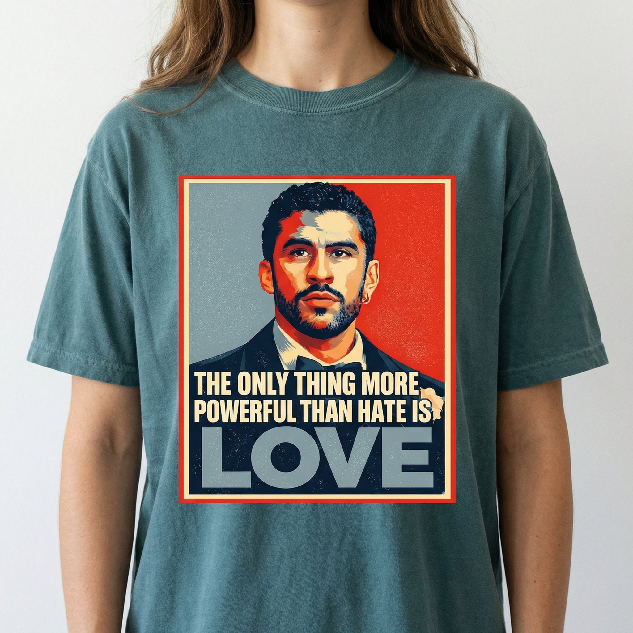 The Only Thing More Powerful Than Hate Is Love T-Shirt – Benito Inspirational Unity Message Tee