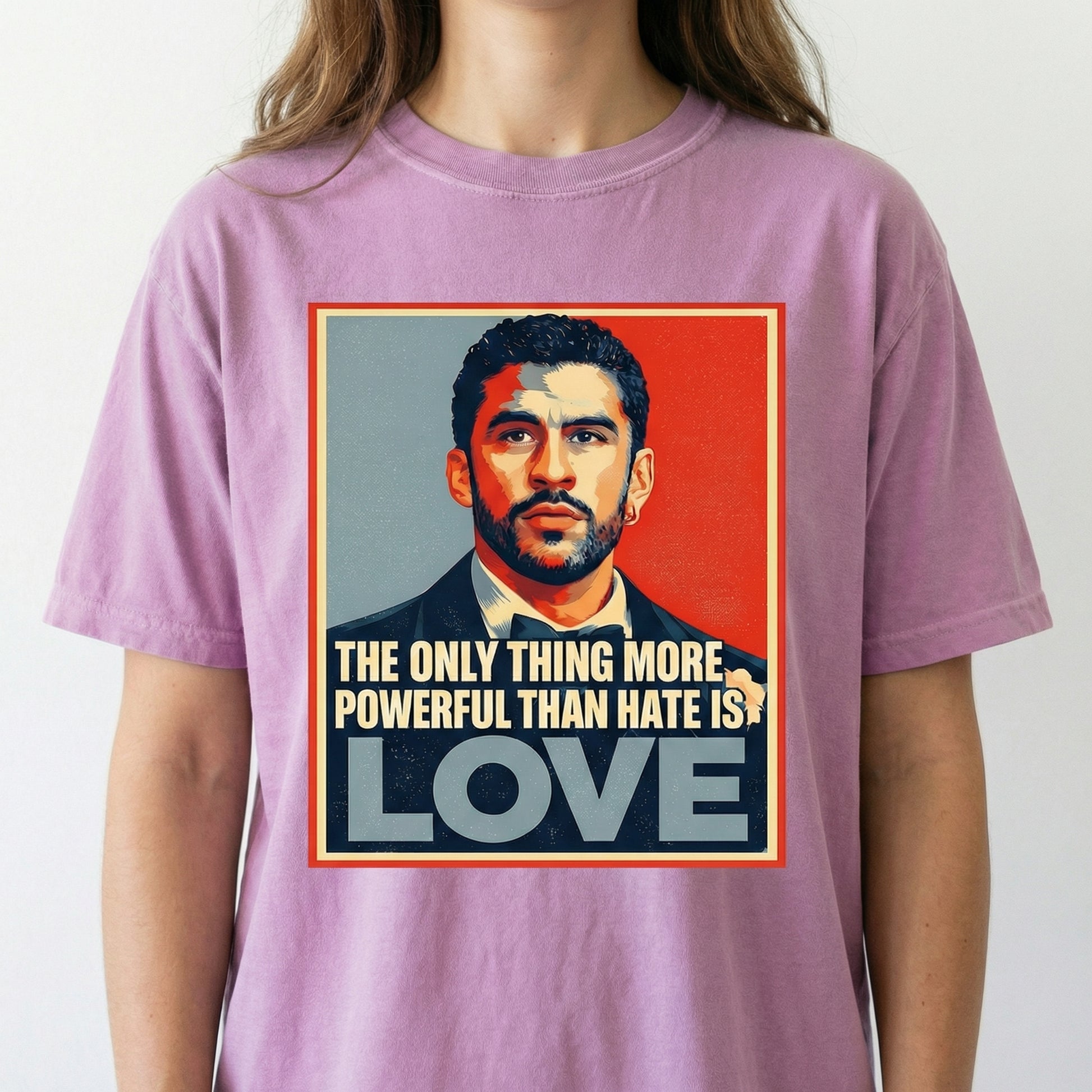 The Only Thing More Powerful Than Hate Is Love T-Shirt – Benito Inspirational Unity Message Tee