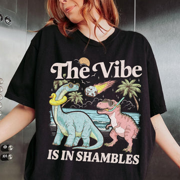 The Vibe Is in Shambles T-Shirt – Funny Dinosaur Mental Health Tee Gift