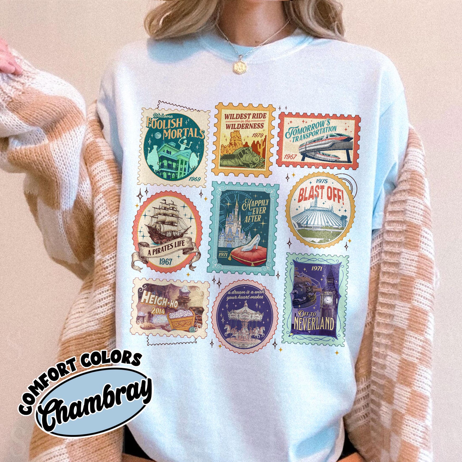 Theme Park World Vacation T-Shirt – Magic Castle Vintage Stamp Graphic Tee