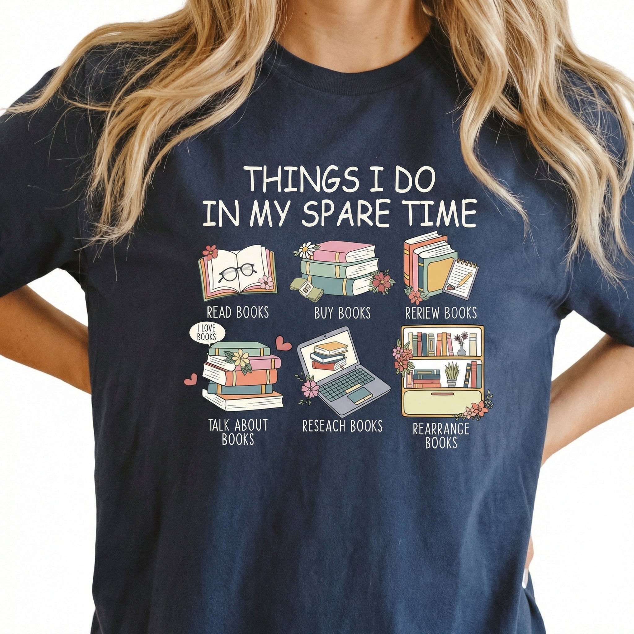Things I Do in My Spare Time Reading Graphic T-Shirt – Funny Book Lover Tee