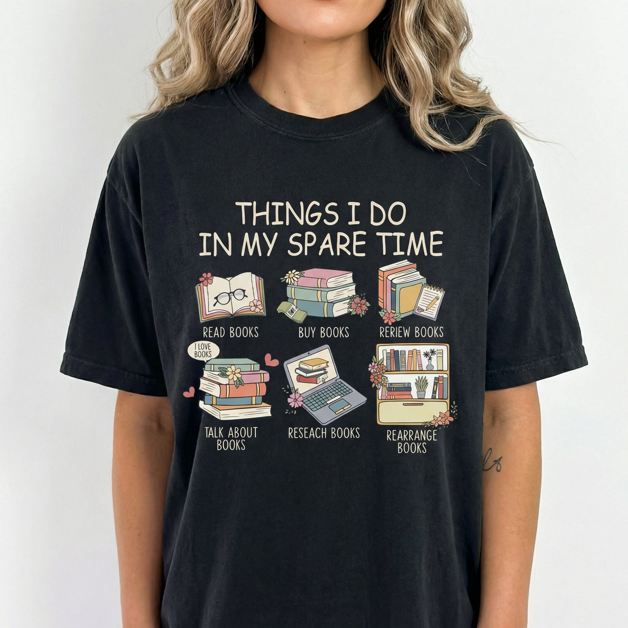 Things I Do in My Spare Time Reading Graphic T-Shirt – Funny Book Lover Tee