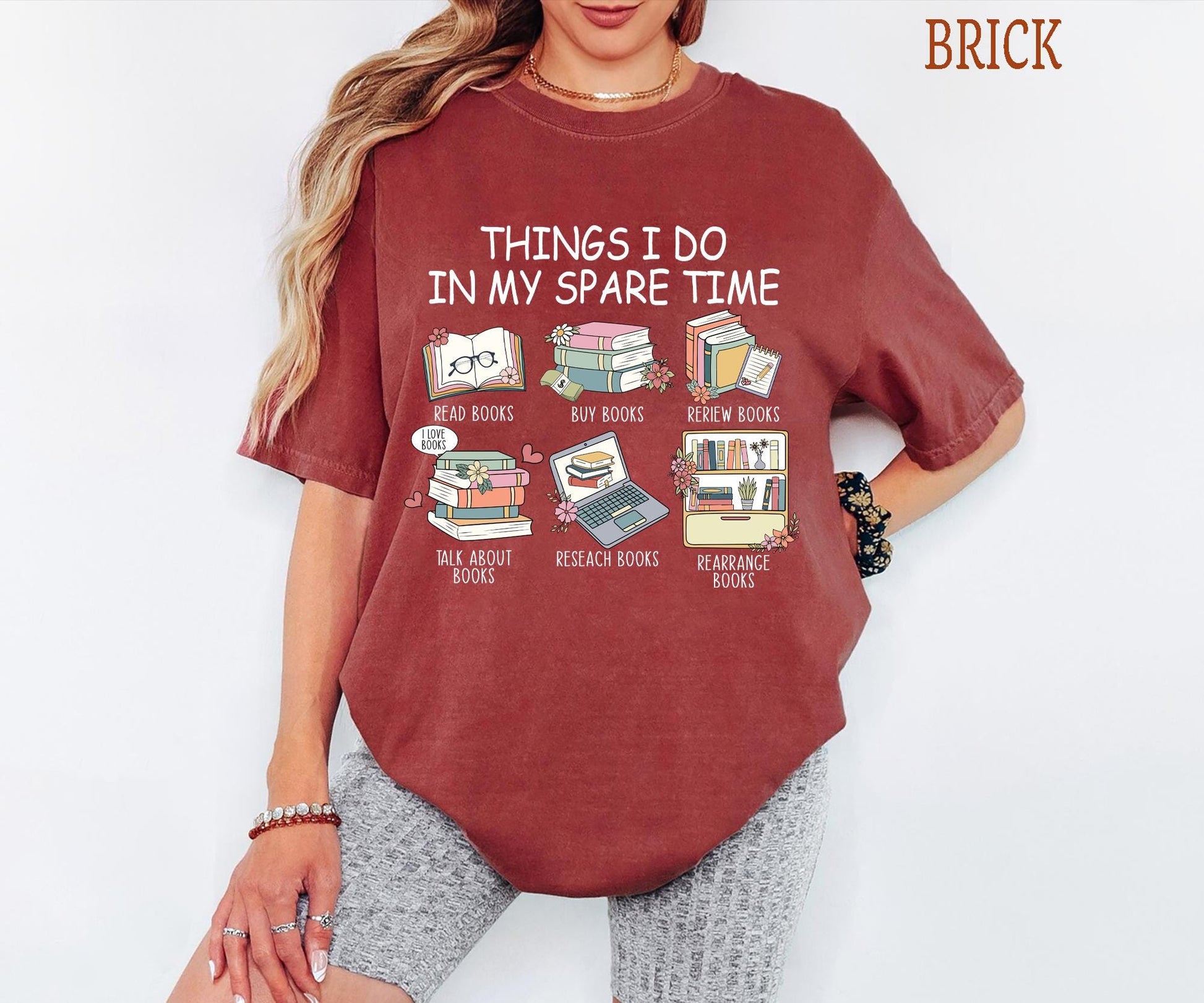 Things I Do in My Spare Time Reading Graphic T-Shirt – Funny Book Lover Tee