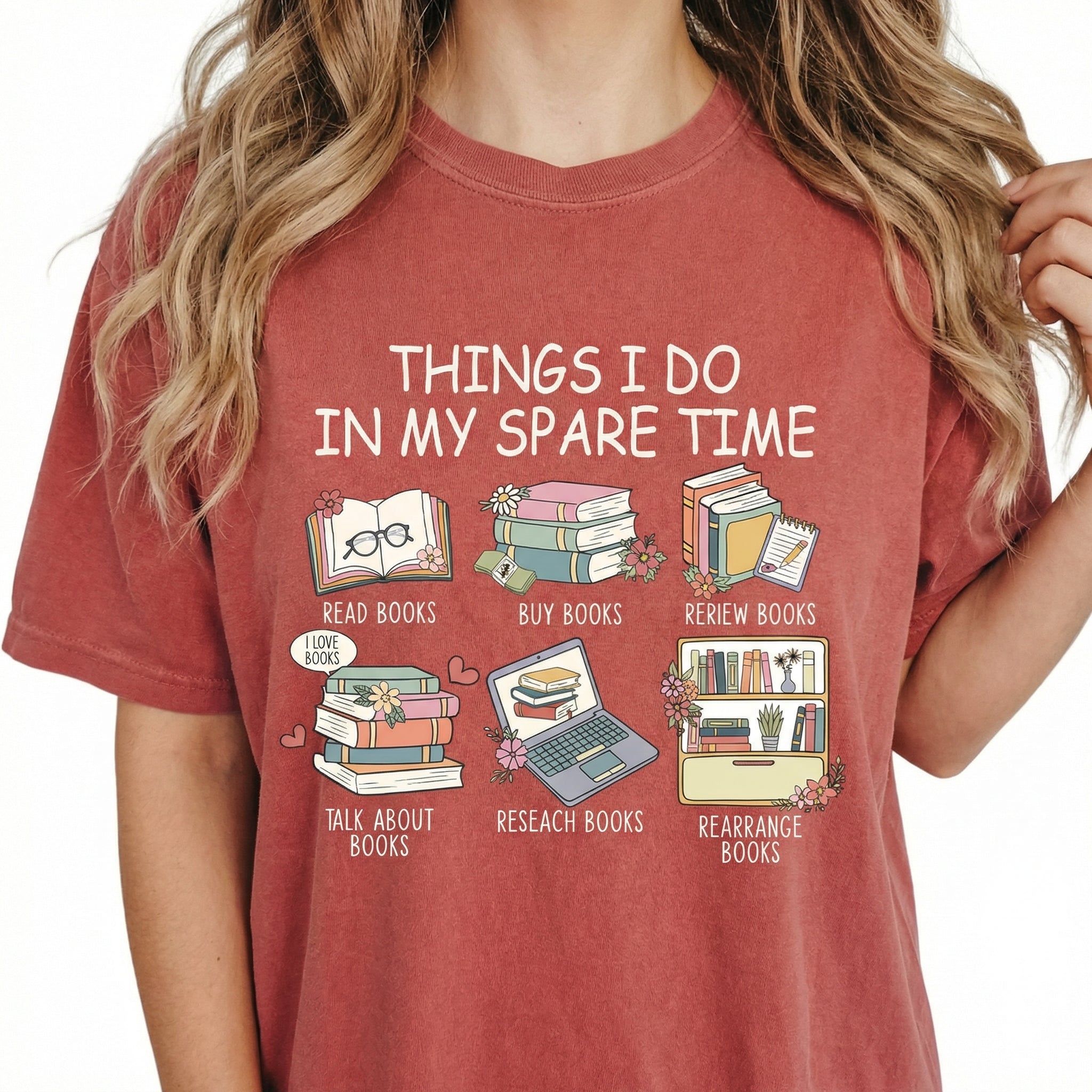 Things I Do in My Spare Time Reading Graphic T-Shirt – Funny Book Lover Tee