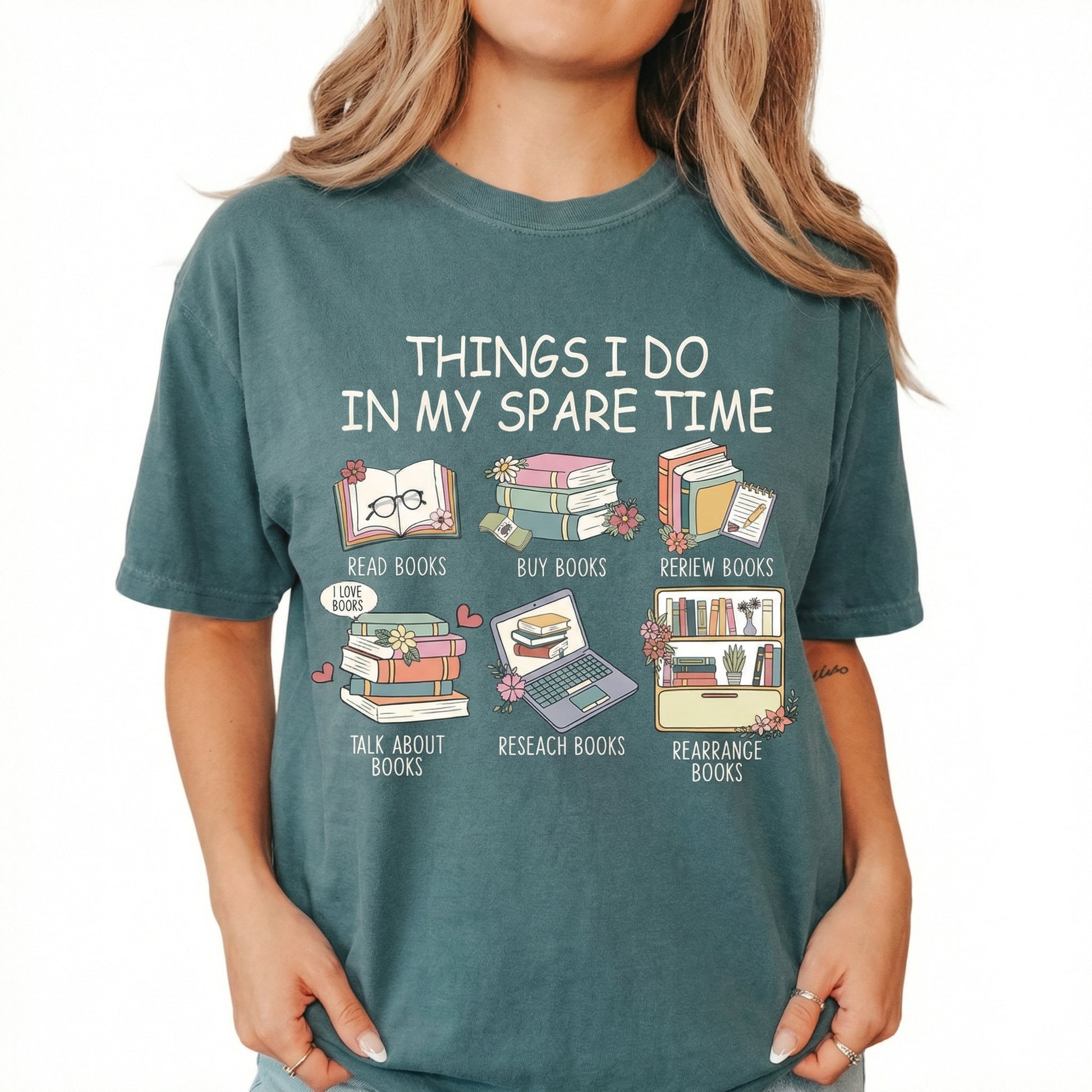 Things I Do in My Spare Time Reading Graphic T-Shirt – Funny Book Lover Tee