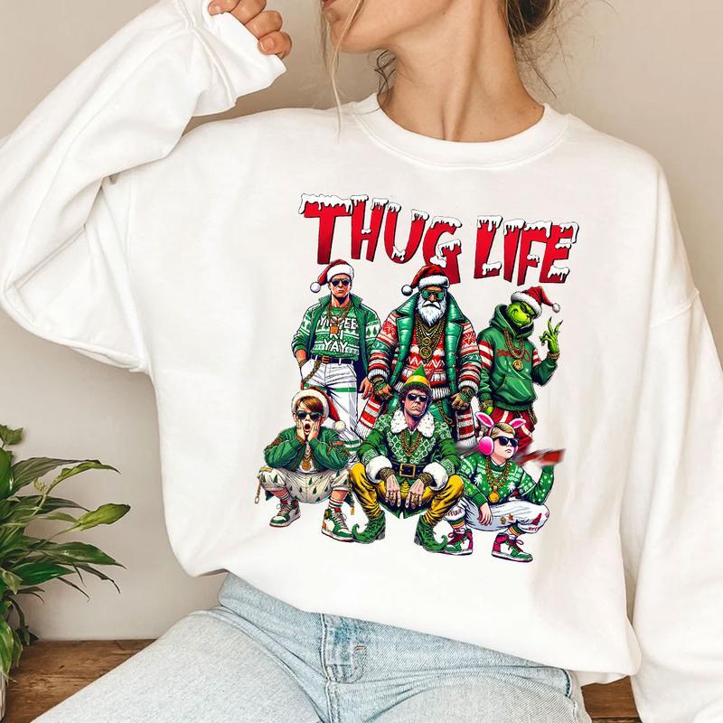 Thug Life Christmas Shirt – Funny Holiday Character Sweatshirt – Christmas Movie Friends Tee