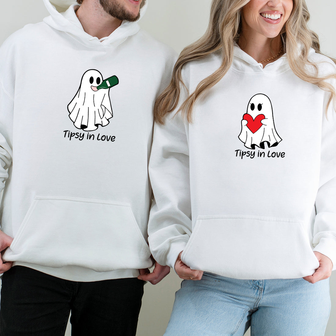 Tipsy Love Ghost Matching Hoodies For Couples