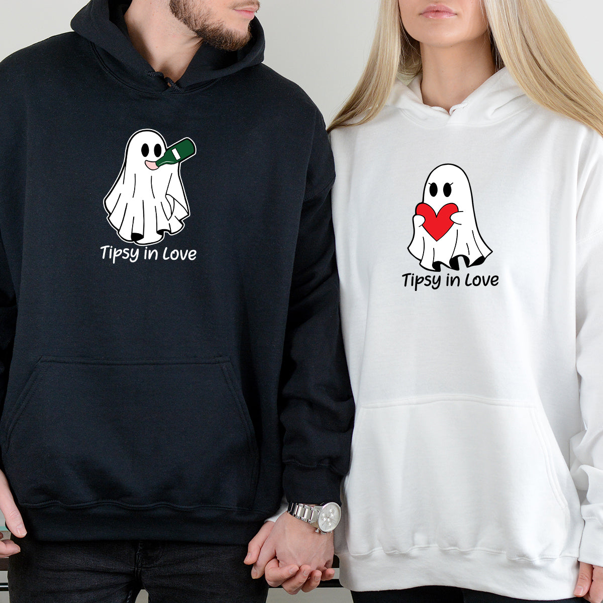 Tipsy Love Ghost Matching Hoodies For Couples
