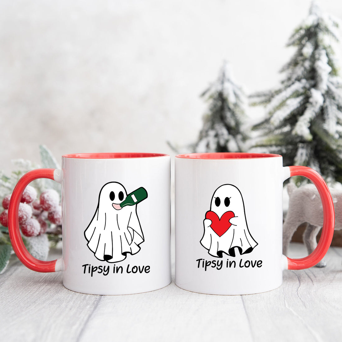 Tipsy Love Ghost Matching Mugs For Couples