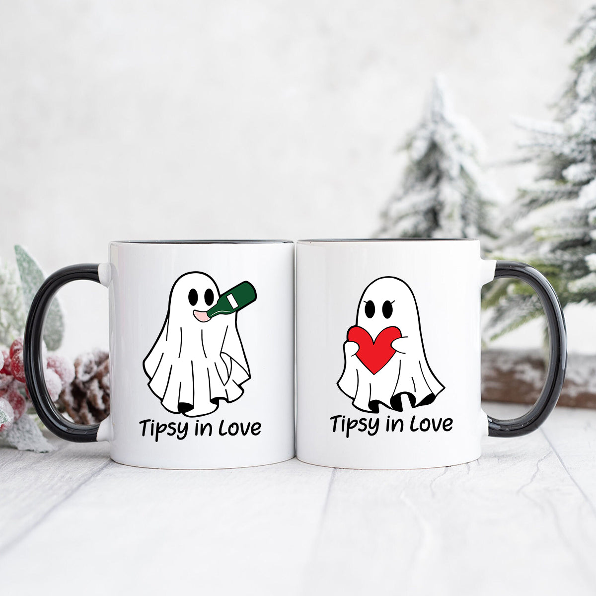 Tipsy Love Ghost Matching Mugs For Couples