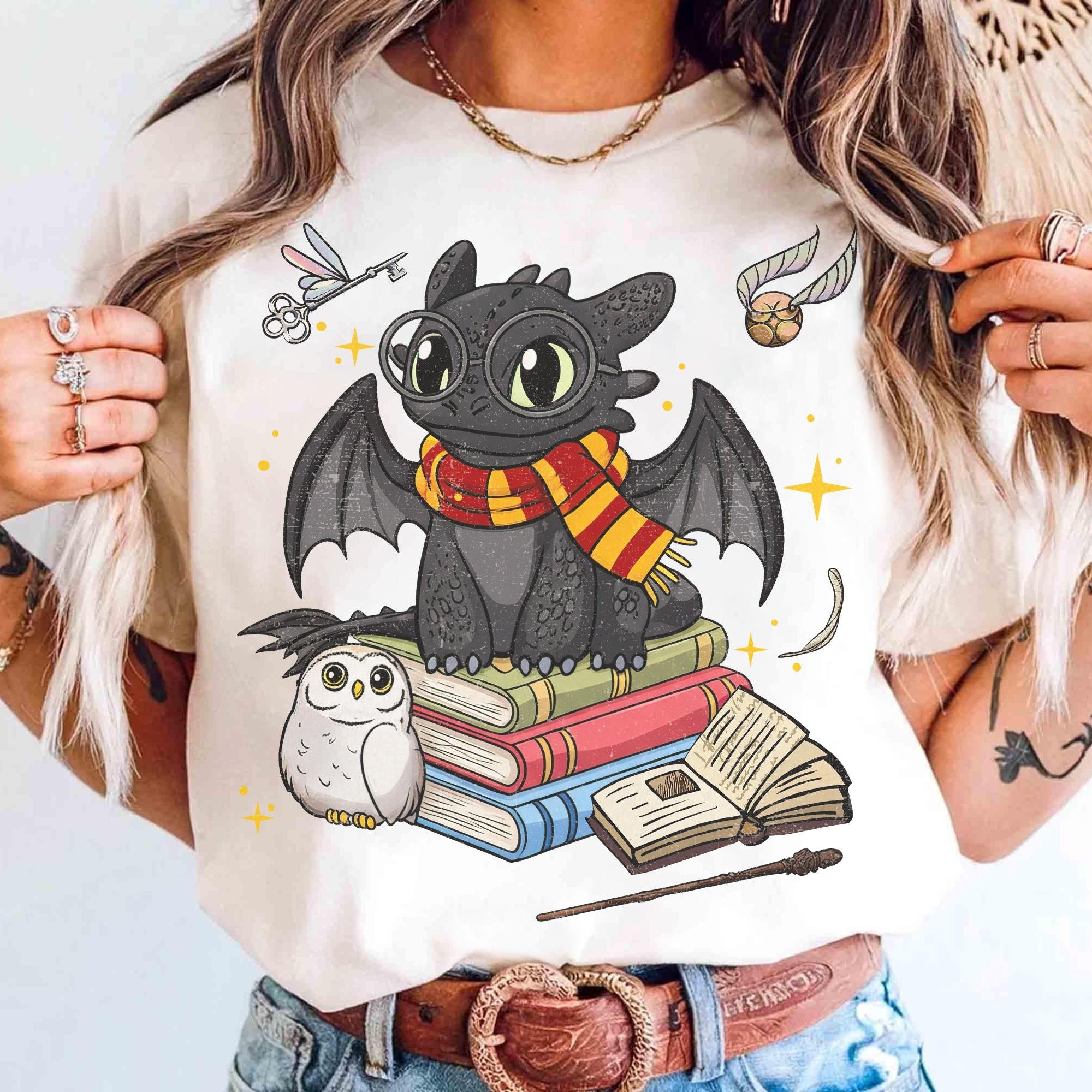 Vintage Toothless Dragon Shirt – Magical Creature Costume Tee, Witchy Halloween Graphic Top