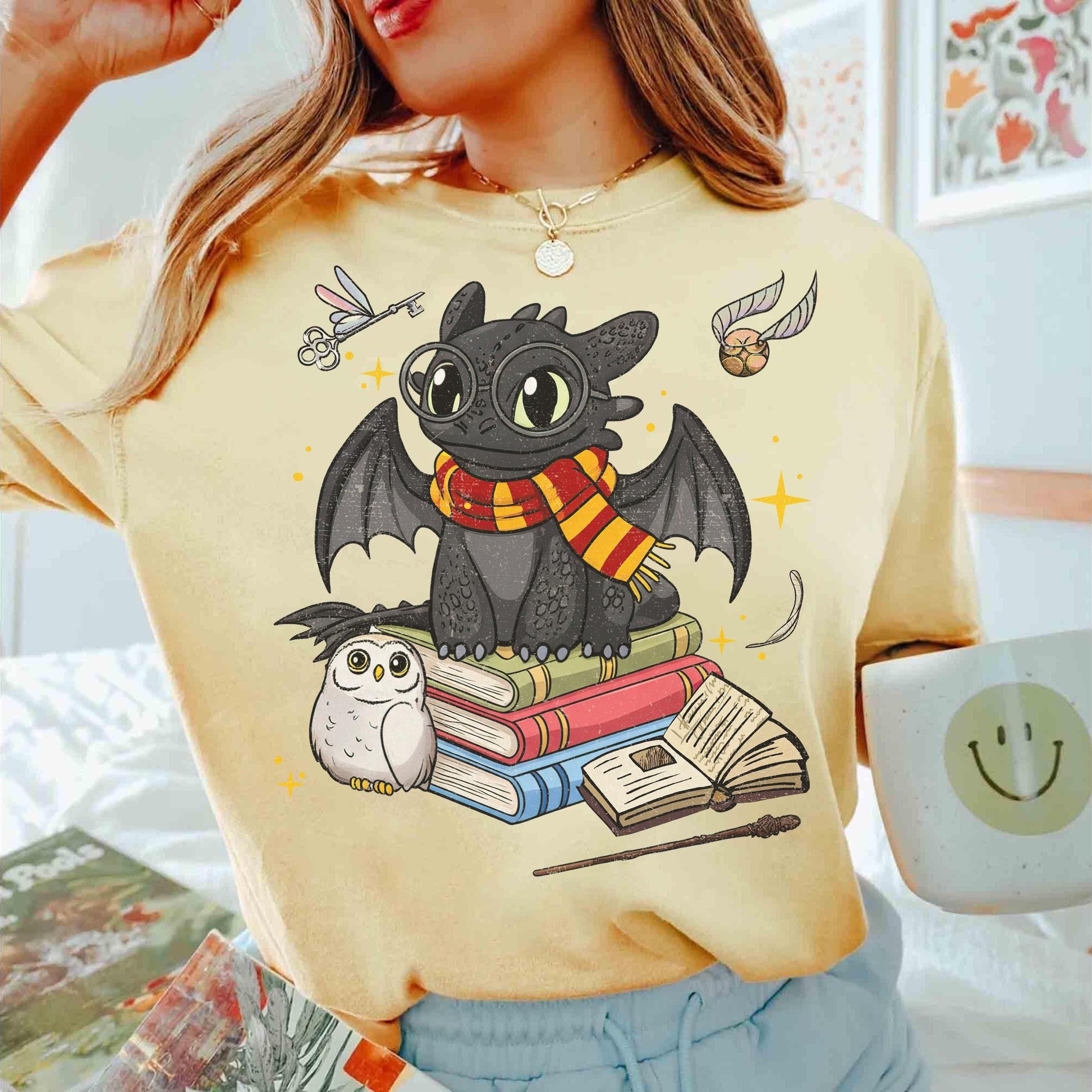 Vintage Toothless Dragon Shirt – Magical Creature Costume Tee, Witchy Halloween Graphic Top