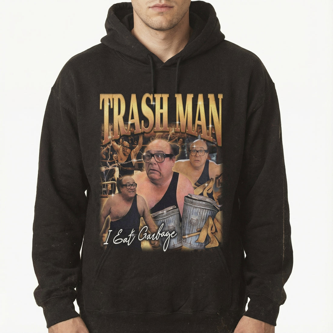 Trash Man Funny Graphic T-Shirt – Chaotic Wrestling Parody Humor Tee
