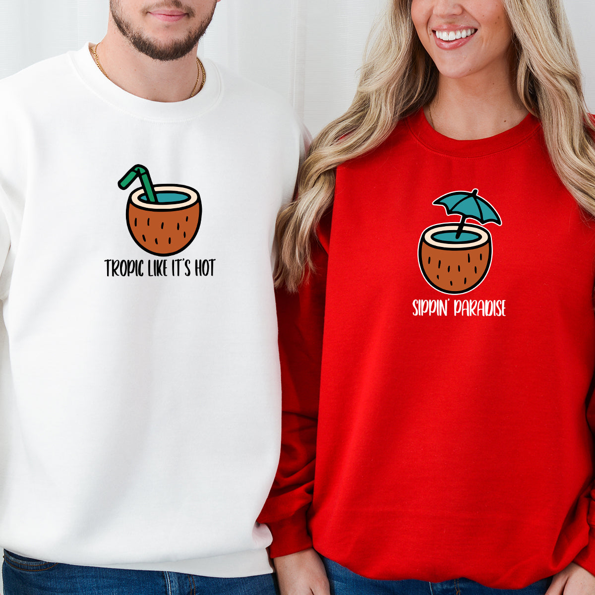 Tropical Vibes Matching Hoodies For Couples