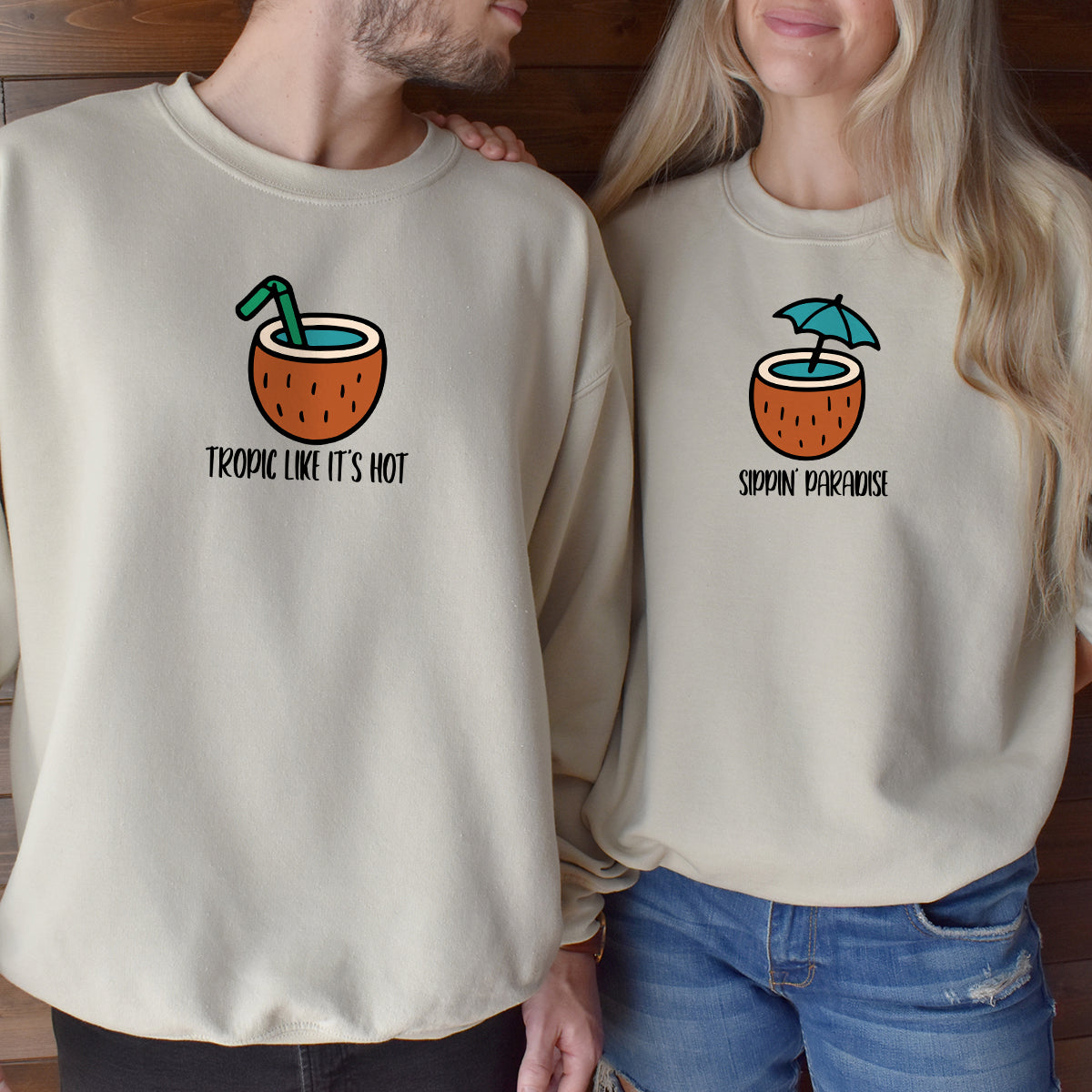 Tropical Vibes Matching Hoodies For Couples