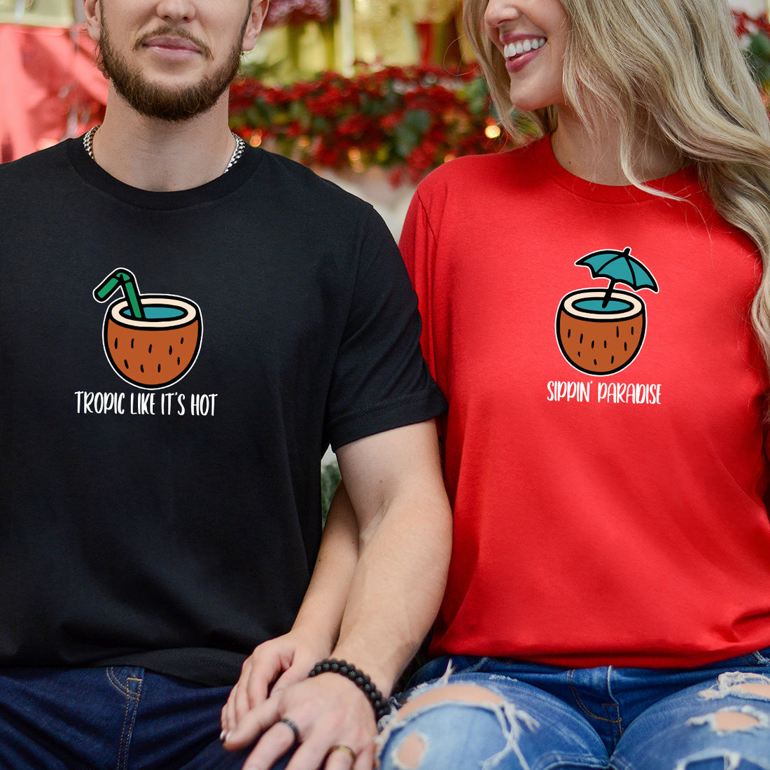Tropical Vibes Matching T-Shirts For Couples