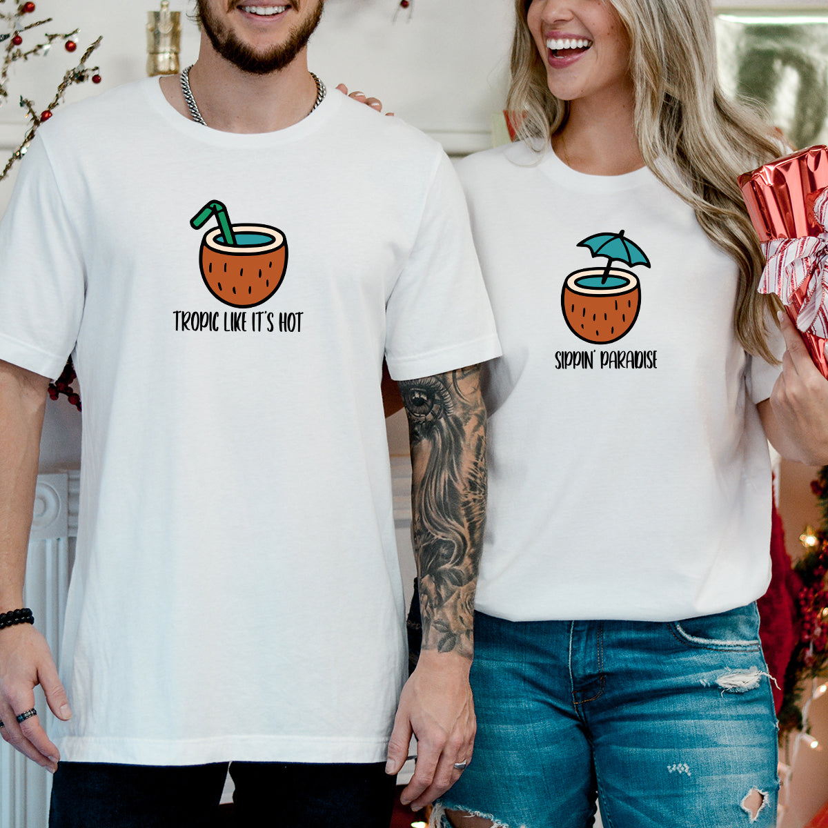 Tropical Vibes Matching T-Shirts For Couples