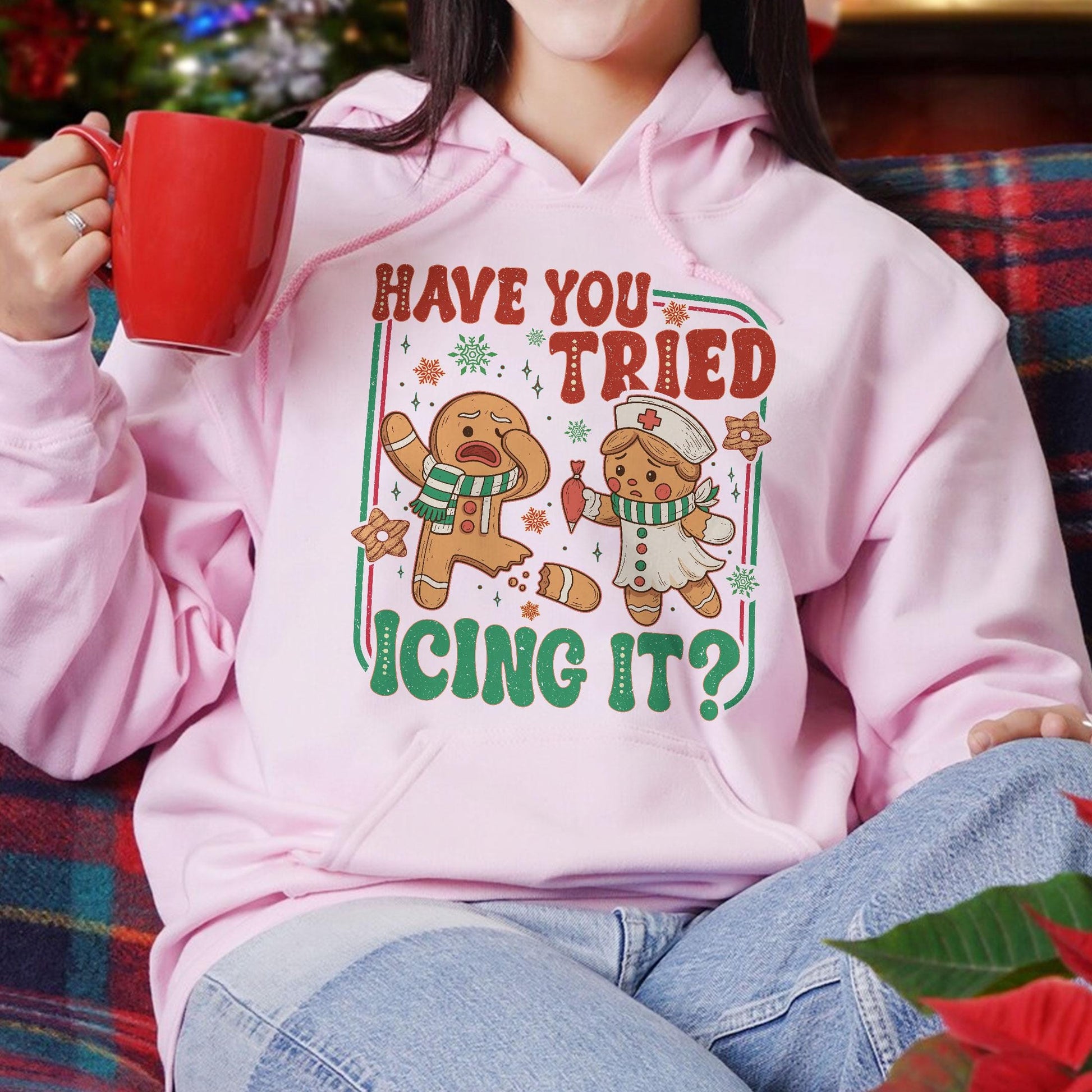 Try Icing It Nurse Christmas Sweatshirt – Funny Gingerbread Nurse Holiday Tee
