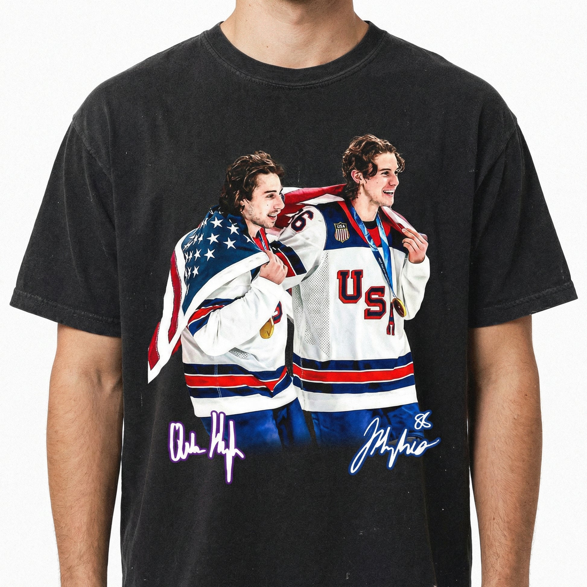 USA Gold Medal Hockey Champion Jack Hughes Quinn Hughes Shirt – Hockey Fan Graphic Tee