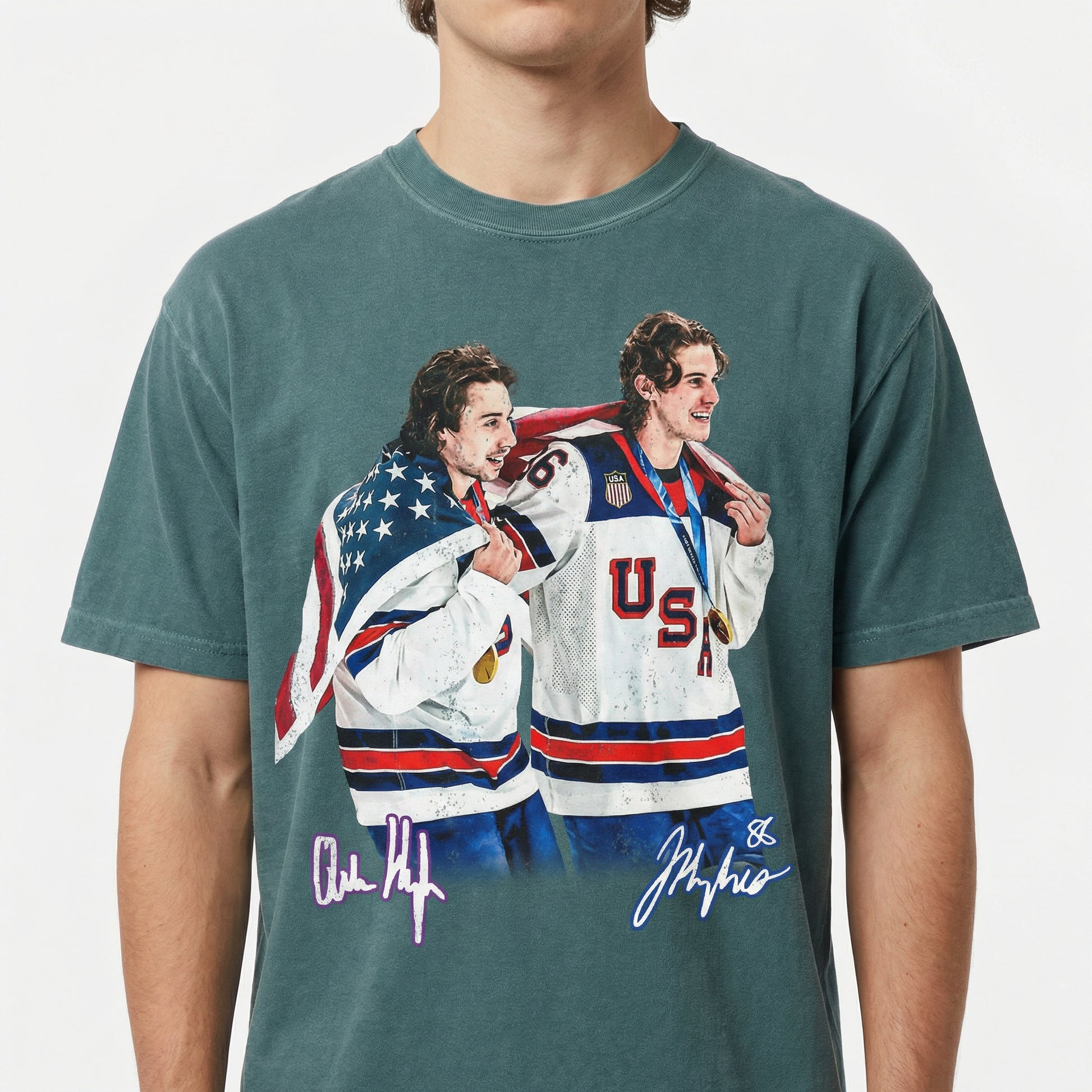 USA Gold Medal Hockey Champion Jack Hughes Quinn Hughes Shirt – Hockey Fan Graphic Tee