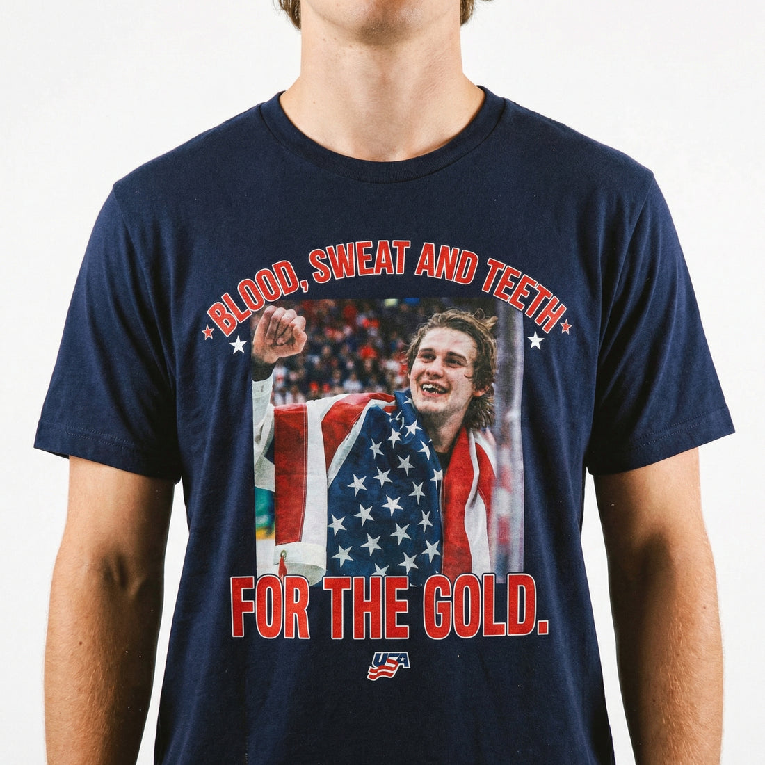 USA Hockey Jack Hughes Bloody Golden Goal Shirt – Sweat and Grit Championship Graphic Tee