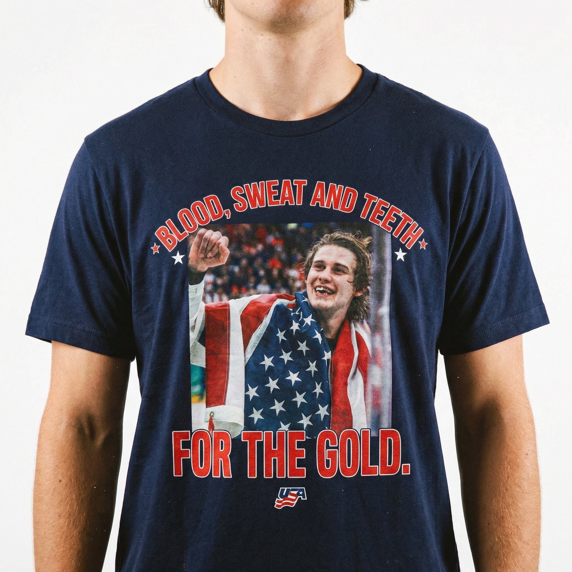 USA Hockey Jack Hughes Bloody Golden Goal Shirt – Sweat and Grit Championship Graphic Tee