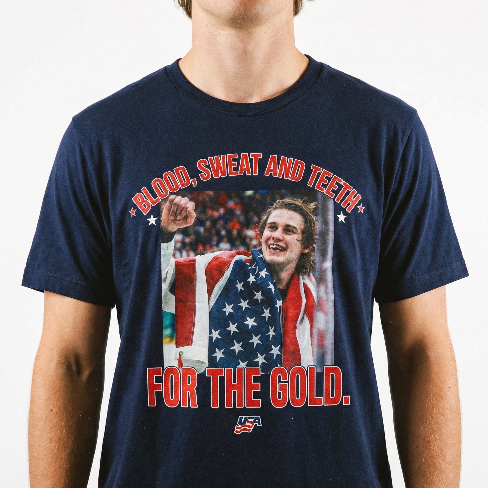 USA Hockey Jack Hughes Bloody Golden Goal Shirt – Sweat and Grit Championship Graphic Tee