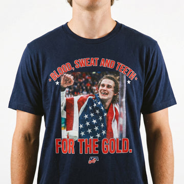 USA Hockey Jack Hughes Bloody Golden Goal Shirt – Sweat and Grit Championship Graphic Tee